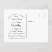 Carte Postale Faire-part Étoile de mer sarcelle Mariage thème plage Enregis (Dos)