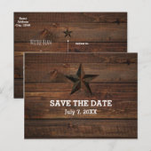 Carte Postale Faire-part Étoile rustique occidentale rouillée Bois Enregist (Devant / Derrière)