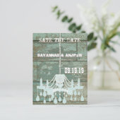 Carte Postale Faire-part Étoile rustique pas cher Bois Bleu Rustique Enregi (Debout devant)