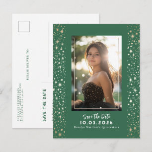 Carte Postale Faire-part Étoiles Céleste QUINCEANERA Enregistrer la Date Ph