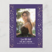 Carte Postale Faire-part Étoiles Céleste QUINCEANERA Enregistrer la Date Ph (Devant)