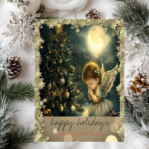Carte Postale Faire-part Étoiles d'ange de sapin de Noël vintage