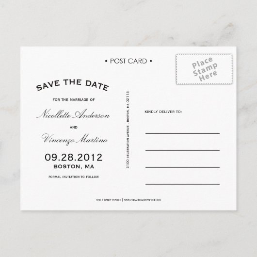 CARTE POSTALE FAIRE-PART ÊTRE MARIÉ | ENREGISTRER LA DATE D'ANNONCE (Dos)