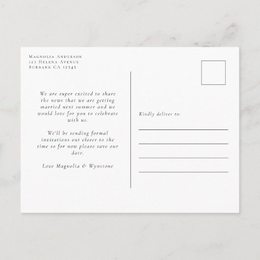 Carte Postale Faire-part Eucalyptus aquarelle photo mariage Enregistrer la  (Dos)