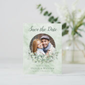 Carte Postale Faire-part Eucalyptus aquarelle photo mariage Enregistrer la (Debout devant)