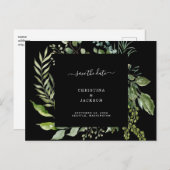 Carte Postale Faire-part Eucalyptus Black Mariage QR Code Enregistrer la da (Devant / Derrière)