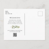 Carte Postale Faire-part Eucalyptus Black Mariage QR Code Enregistrer la da (Dos)