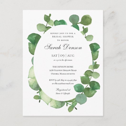 Carte Postale Faire-part Eucalyptus Bohème Floral Fête de Mariage (Devant)