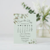 Carte Postale Faire-part Eucalyptus Calendrier Monnaie Mariage Enregistrer (Debout devant)