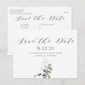 Carte Postale Faire-part Eucalyptus Calligraphie Mariage Enregistrer la dat (Devant / Derrière)