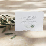 Carte Postale Faire-part Eucalyptus élégant mariage botanique enregistrer l<br><div class="desc">Eucalyptus non photo budget vert or botanique étherial moderne élégant mariage enregistrer la date carte d'annonce</div>