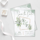 Carte Postale Faire-part Eucalyptus Feuille Gold Frame Mariage de verdure É