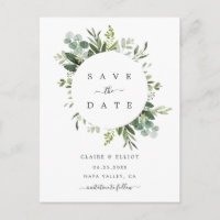 Eucalyptus Foliage Circle Frame Enregistrer la dat