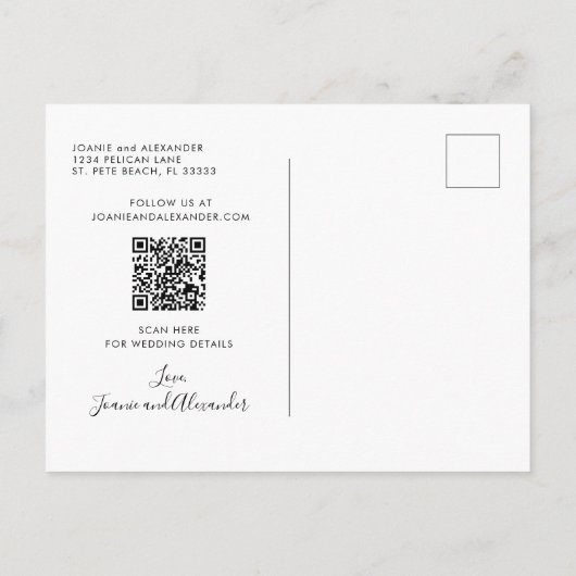 Carte Postale Faire-part Eucalyptus Gold Metallic QR Code Enregistrer la da (Dos)