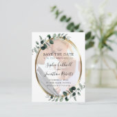 Carte Postale Faire-part Eucalyptus Gold Photo Wedding Enregistrer la date (Debout devant)