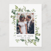 Carte Postale Faire-part Eucalyptus Green Foliage Enregistrer la date Photo (Devant)