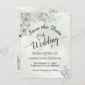 Carte Postale Faire-part Eucalyptus & Lavande Save the Date Mariage Sage (Devant / Derrière)