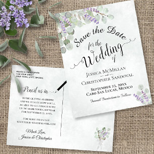 Carte Postale Faire-part Eucalyptus & Lavender Boho Wedding Enregistrer la