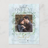 Carte Postale Faire-part Eucalyptus Marbre photo mariage Enregistrer la dat (Devant)