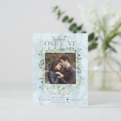 Carte Postale Faire-part Eucalyptus Marbre photo mariage Enregistrer la dat (Debout devant)