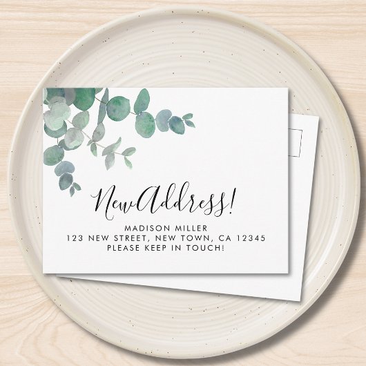 Carte Postale Faire-part Eucalyptus New Address Moving