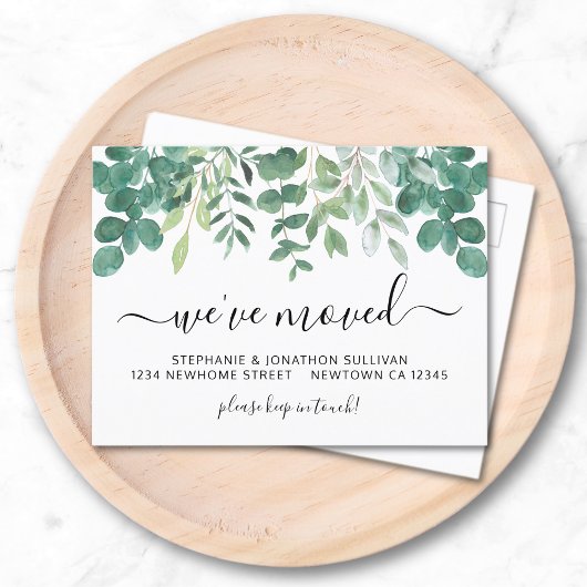 Carte Postale Faire-part Eucalyptus nous avons déménagé