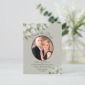 Carte Postale Faire-part Eucalyptus & Photo Sage Wedding Enregistrer la dat (Debout devant)