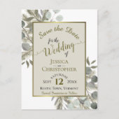 Carte Postale Faire-part Eucalyptus & Pine Taupe Mariage Enregistrer la dat (Devant)