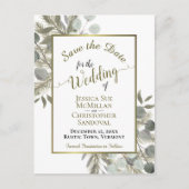 Carte Postale Faire-part Eucalyptus rustique & Mariage de pin Enregistrer l (Devant)
