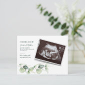 Carte Postale Faire-part Eucalyptus Sonogram Baby Scan Reveal Pregnancy (Debout devant)