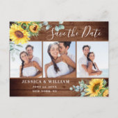 Carte Postale Faire-part Eucalyptus tournesol 3 photo Mariage Enregistrer l (Devant)