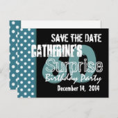 Carte Postale Faire-part Événement 60e anniversaire surprise Aqua Noir (Devant / Derrière)