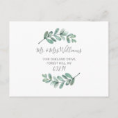 Carte Postale Faire-part Événement à la géométrie dorée d'eucalyptus Save T (Dos)