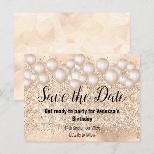 Carte Postale Faire-part Événement à retenir Ballons dorés Paillettes 2Anno