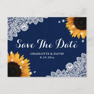 Carte Postale Faire-part Événement à retenir Mariage Tournesol en Dentelle 