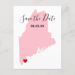 Carte Postale Faire-part Événement à retenir Pink Maine Cœur Rouge