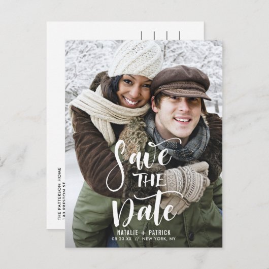 Carte Postale Faire-part Événement à sauvegarder photo écriture manuscrite  (Devant / Derrière)