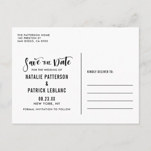 Carte Postale Faire-part Événement à sauvegarder photo écriture manuscrite  (Dos)