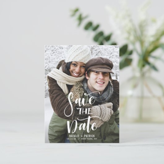 Carte Postale Faire-part Événement à sauvegarder photo écriture manuscrite  (Debout devant)