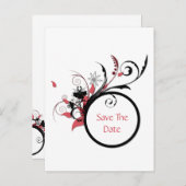 Carte Postale Faire-part Événement à venir Pink and Black Swirls (Devant / Derrière)