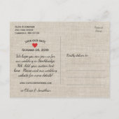 Carte Postale Faire-part Événement champêtre - Date à sauvegarder | Cœur vi (Dos)