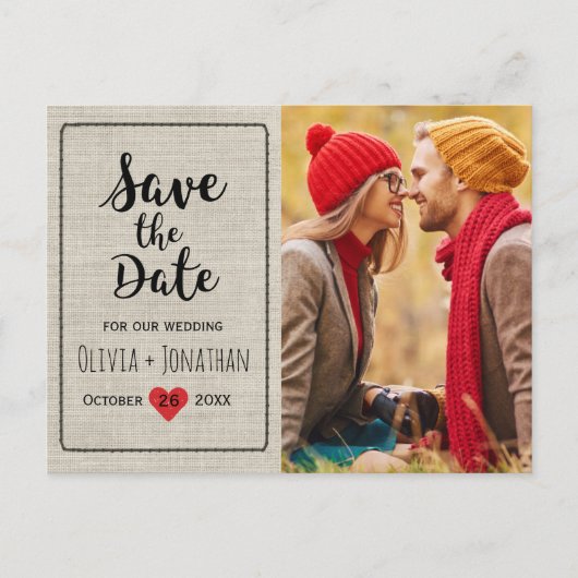 Carte Postale Faire-part Événement champêtre - Date à sauvegarder | Cœur vi (Devant)