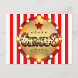 Carte Postale Faire-part Événement de fête d'anniversaire de cirque rayé ro