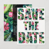 Carte Postale Faire-part Événement Fleurs Tropicales Hawaïen Économisez la  (Devant / Derrière)