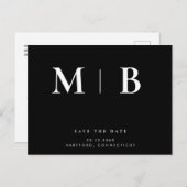 Carte Postale Faire-part Événement Mariage Élégant Monogramme Noir (Devant / Derrière)