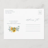 Carte Postale Faire-part Événement Mariage Tournesol Eucalyptus Rustique À  (Dos)