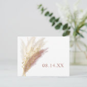 Carte Postale Faire-part Événement Moderne Bohème Rose Or Herbe de Pampas (Debout devant)