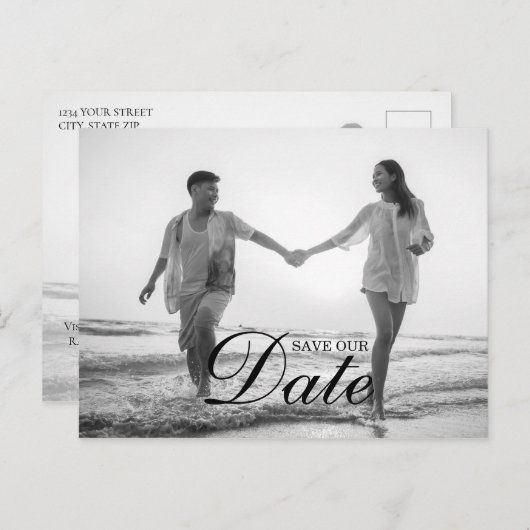 Carte Postale Faire-part Événement Simple Moderne Étiquette Photo Date de S (Devant / Derrière)