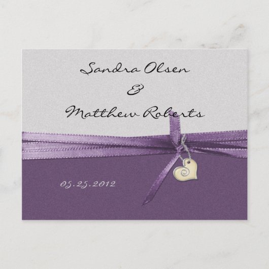 Carte Postale Faire-part Événement Violet et Argent à Sauvegarder (Devant)