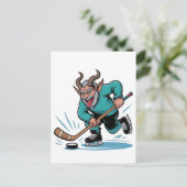 Carte Postale Faire-part Evil Krampus Jouer Hockey sur glace Sport de Noël (Debout devant)